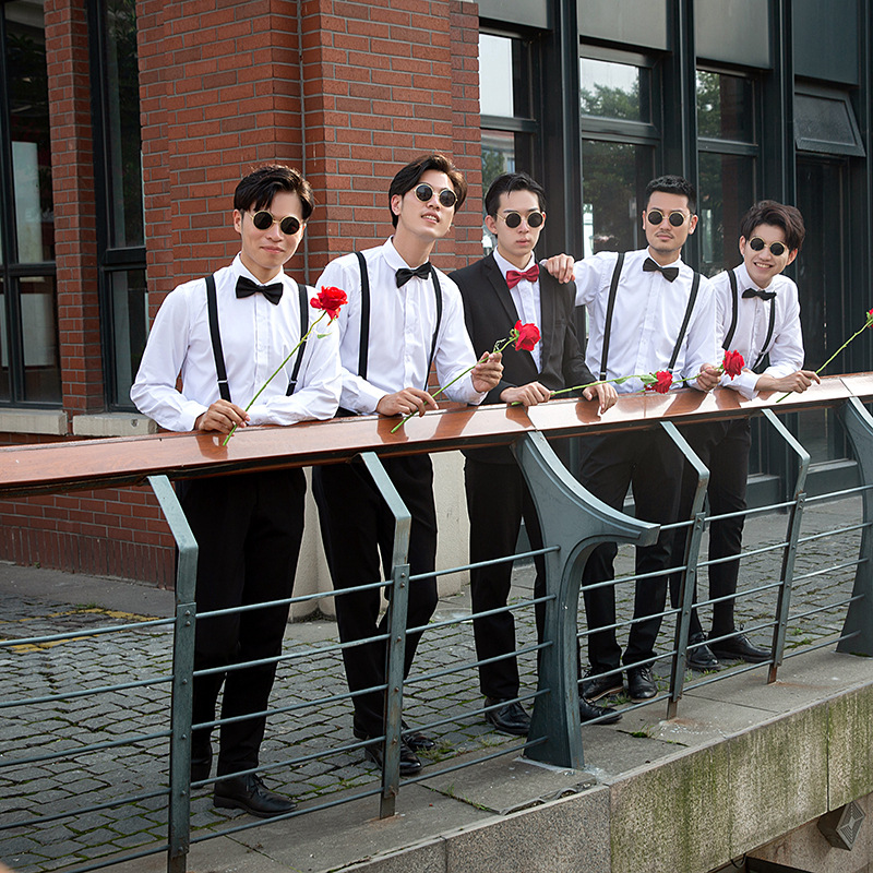 伴郎团服兄弟装秋季西式男衬衫新郎结婚礼服马甲三件套西服套装