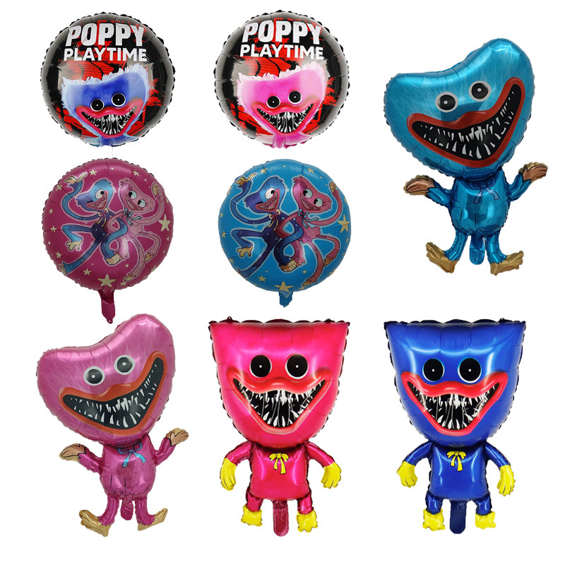 Cartoon Horror Game Aluminum Film Party Decoration Balloon Flat Head Bobbi Playing Game Time Photo Taking Layout Supplies