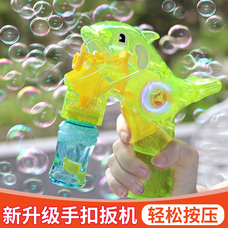 Summer Electric Bubble Maker Tiktok Same Dolphin Bubble Gun Automatic Music Luminous Bubble Blowing Machine Toy