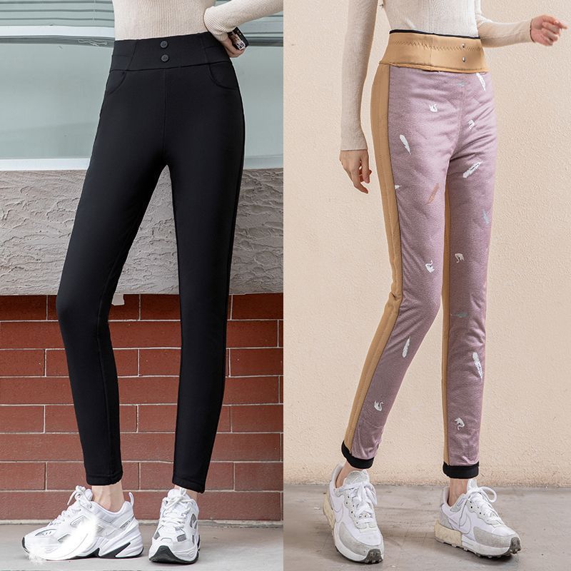 羽绒裤女外穿高腰弹力修身显瘦小脚裤白鹅绒冬季加厚保暖大码棉裤