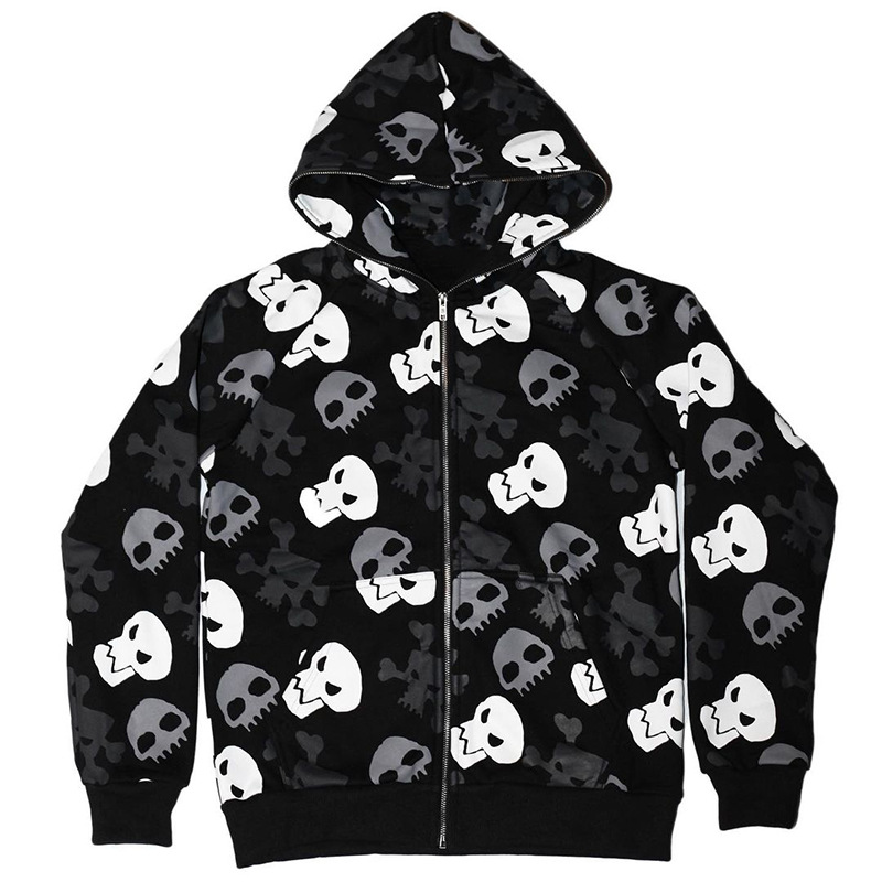 Goth Mall Y2k Sweatshirt | Harajuku Skull Printed | Long Sleeve Zipper Cardigan Hoodie | Emo Alternative Clothing Goth Mall Y2k Sweatshirt | Harajuku Skull Printed | Long Sleeve Zipper Cardigan Hoodie | Emo Alternative Clothing