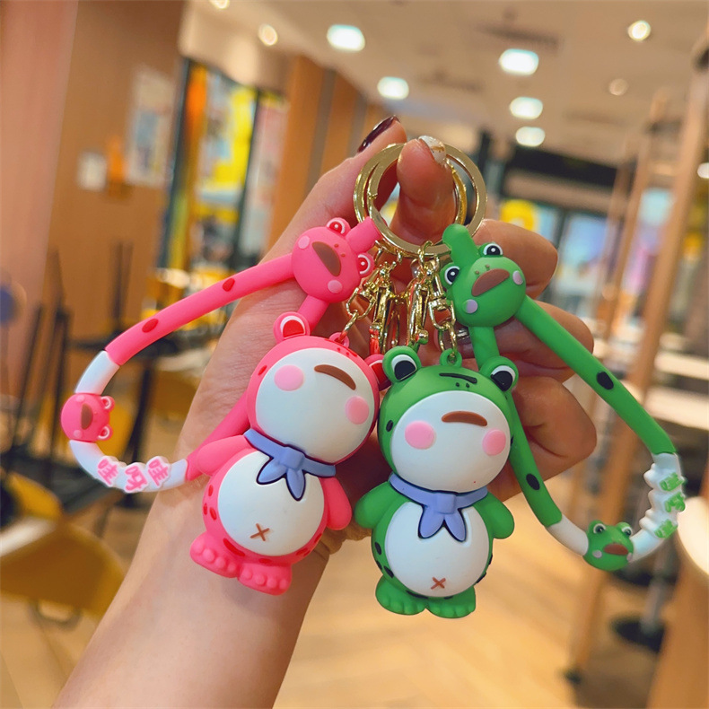 Cute Lonely Frog Key Chain Couple Ornament Cartoon Schoolbag Pendant Public Stall Cultural and Creative Gifts Wholesale