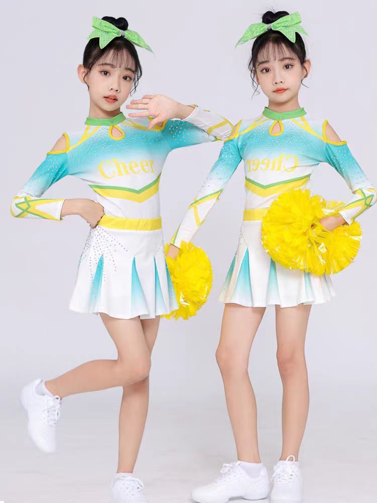 儿童啦啦操演出服长袖啦啦队比赛服中小学生运动会团体操服装女孩