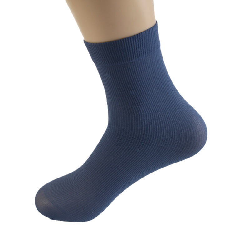 Ice Silk Socks Summer Men's Thin Business Casual Mid-Calf Length Men's Socks Vertical Stripes Breathable Sweat Absorbing Men's Short Stockings Wholesale