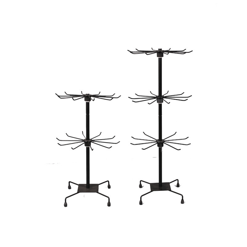 Factory Direct Sales Rotating Wind Frame Iron Five-Layer Adjustable Jewelry Floor Display Rack Necklace Rack