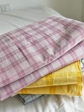 水洗棉床单单件纯棉 学生宿舍男单人床格子全棉100被单枕套三件套
