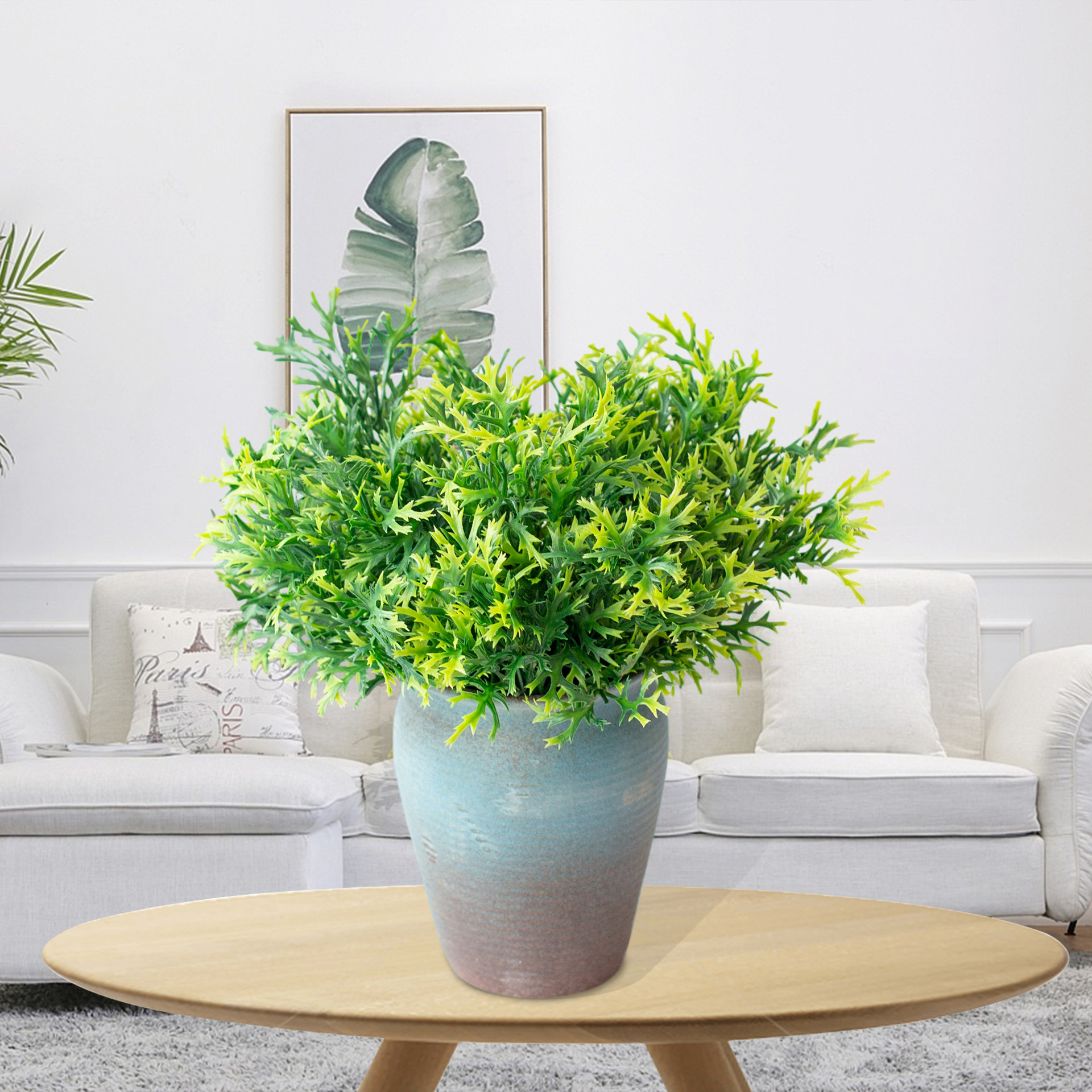 植物墙配材仿真植物 7叉水草鹿角草 花蕨类植