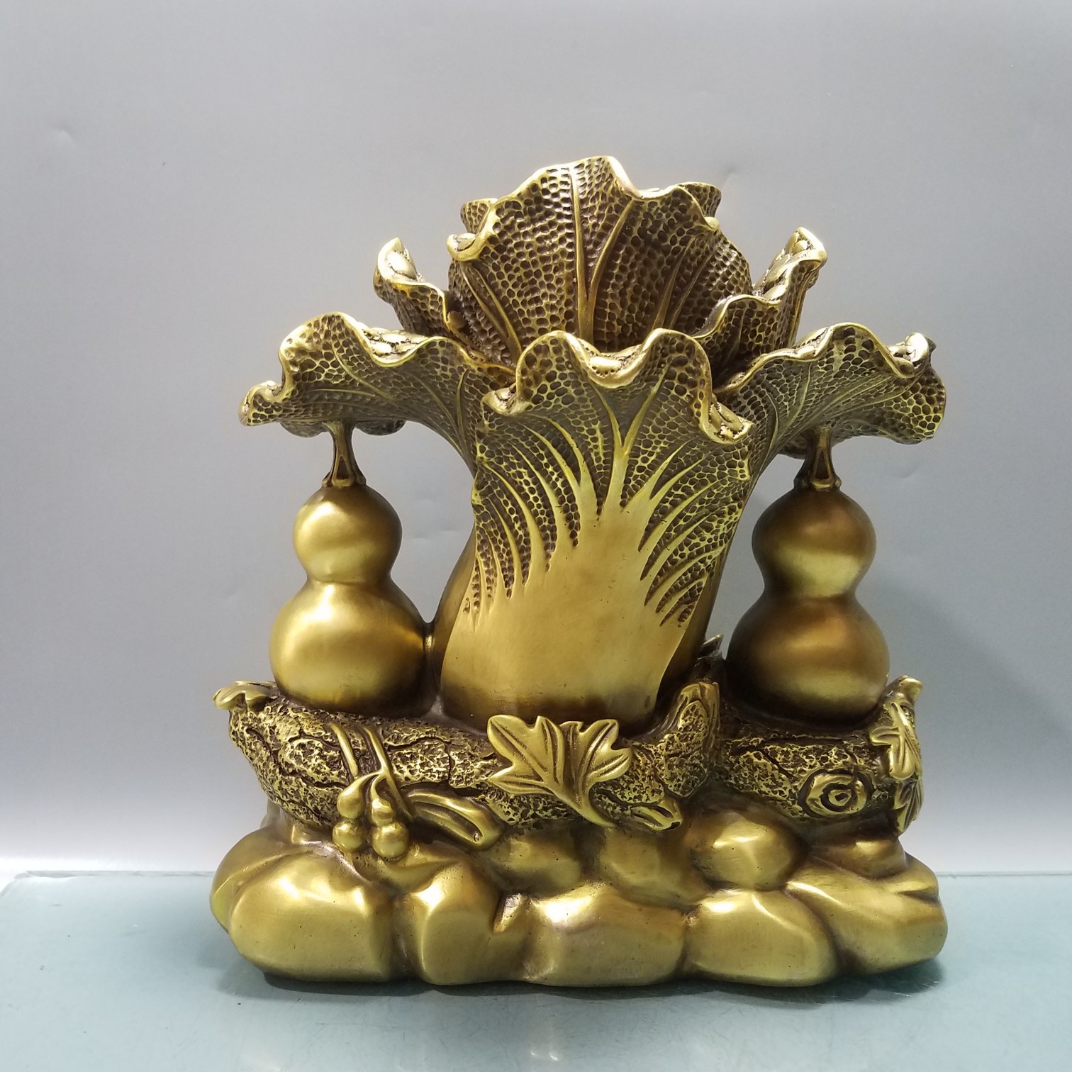 纯铜四季平安葫芦吉祥如意八卦开盖葫芦百福葫芦摆件铜葫芦家居品