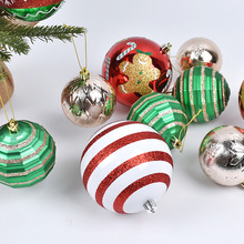 圣诞装饰品7-10CM塑胶彩绘挂球圣诞树天花板吊顶场景布置吊球挂件
