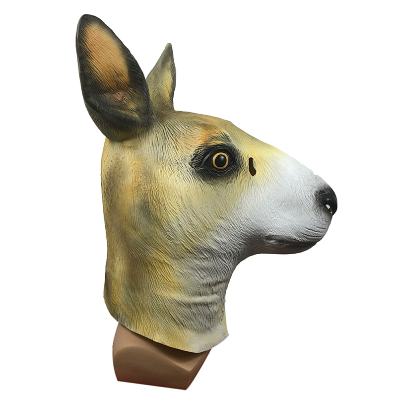 搞笑袋鼠动物头套面具化妆舞会可爱乳胶头饰万圣节日派对表演道具