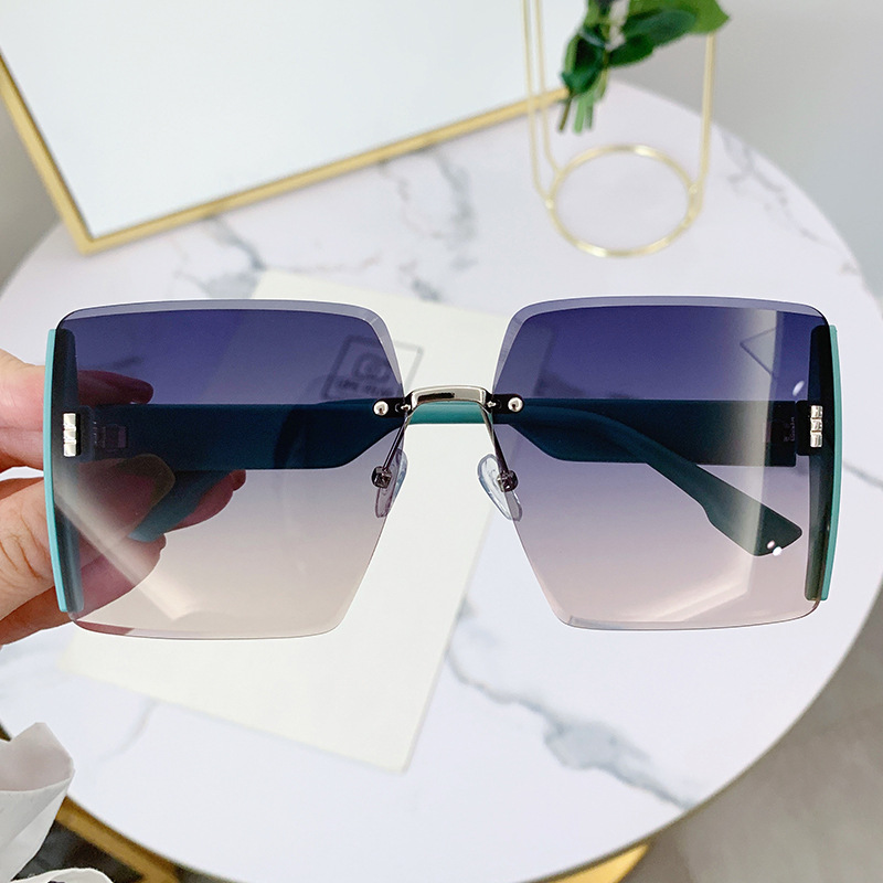 New Frameless Trimming Sunglasses Ins High-Profile Figure Square TikTok Same UV Protection Sunshade Sunglasses Female Fashion