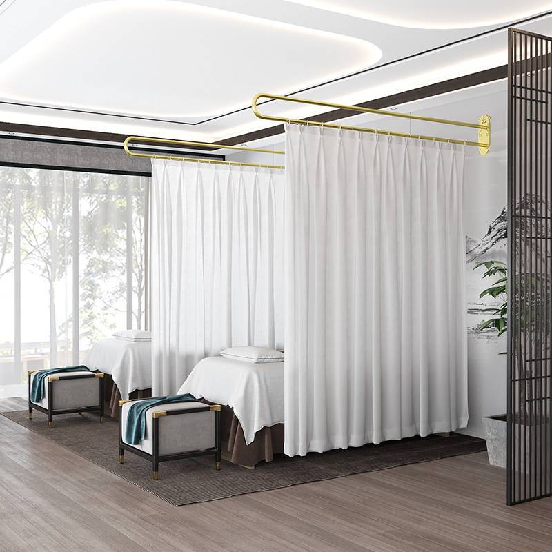 简约型长杆支撑杆拉帘 院隔断帘床遮挡纱帘子养生馆围帘