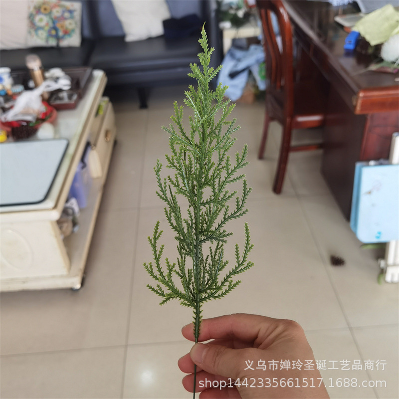 仿真植物仿真松柏枝  双面立体柏树叶枝 圣诞圈装饰PE柏叶枝批发