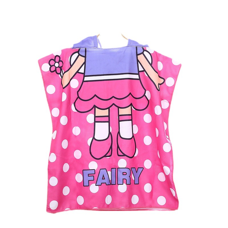 Bath Towel for Children in Stock Wholesale Microfiber Cartoon Printing Wearable Hooded Baby Swimming Bath Absorbent Bathrobe