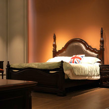 复古美式床软包轻奢双人床豪华高端别墅主卧床1米8床双人真皮婚床