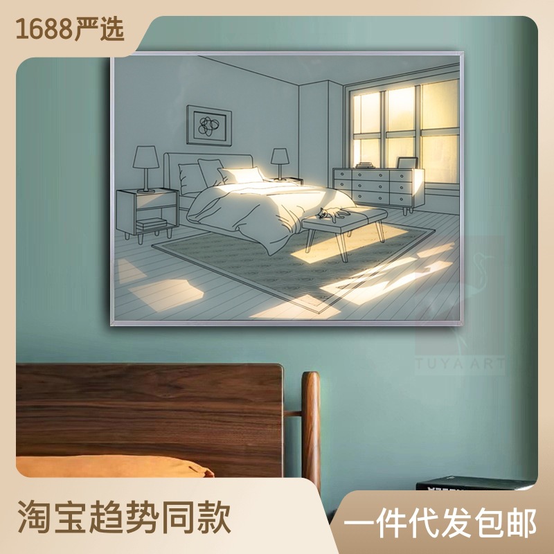 New Decorative Painting Led Painting Nordic Ins Plug-in Type Light Painting Indoor Sunshine Painting Window People