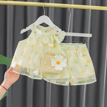 女童夏装2024新款儿童套装夏季无袖薄款时髦洋气童装宝宝雏菊背心