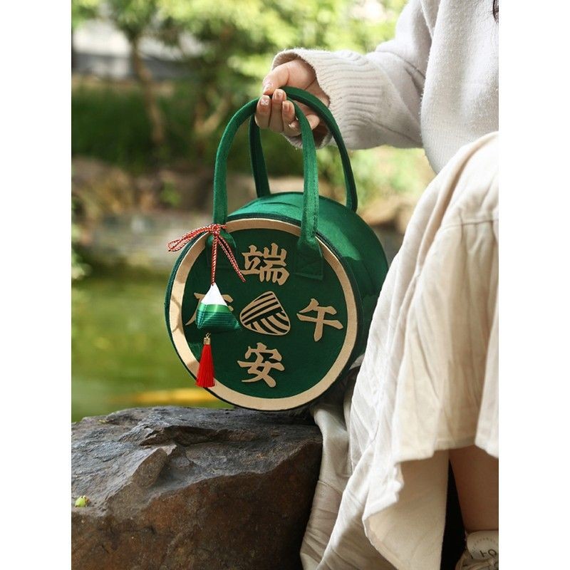 New Creative Zongzi Felt Bag Fashion Trend Dragon Boat Festival Handbag Large Capacity Felt Handbag Gift