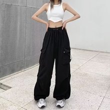美式复古高街工装裤直筒阔腿休闲裤2024新款时尚潮流百搭长裤女