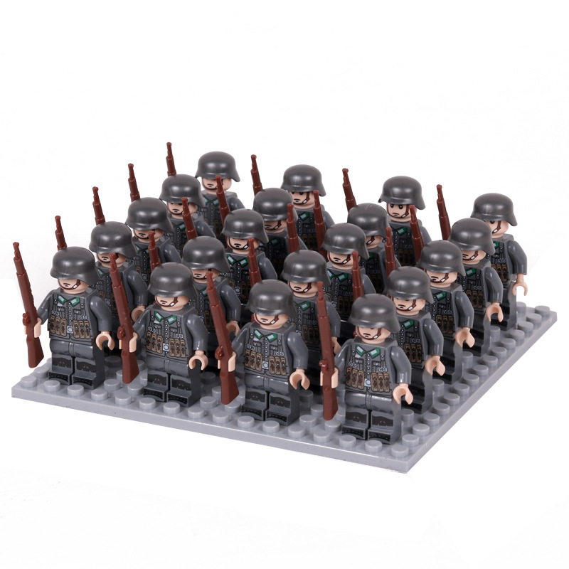 兼容乐高积木二战军事小人德军士兵公仔6-10岁男孩儿童人仔玩具