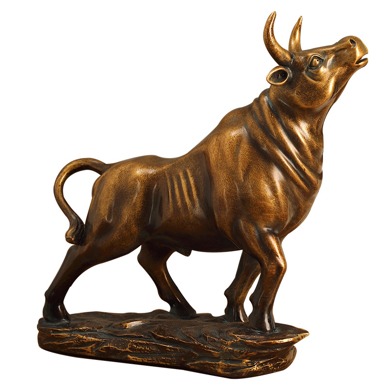 牛气冲天摆件牛客厅办公室华尔街牛摆件桌面摆件金牛装饰品仿铜牛