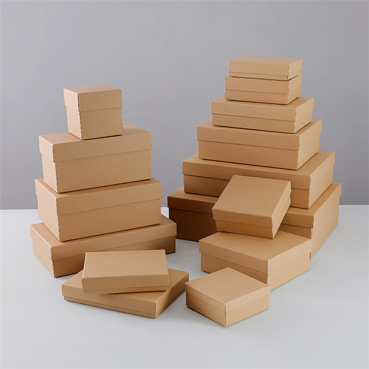 高档棕色多尺寸天地盖加硬鞋盒印logo运动鞋马丁靴上下盖包装盒批