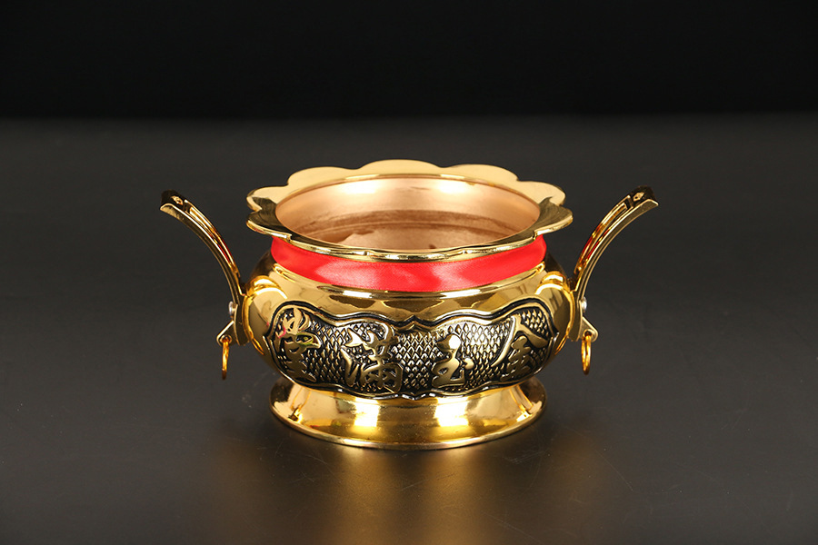 厂家直供佛堂用具合金花边双耳环香炉批发家用佛教用品熏香炉
