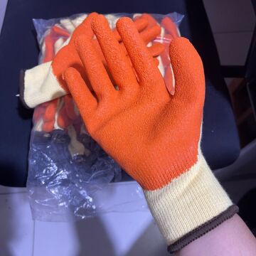 21支纱棉纱乳胶起皱劳保手套手掌涂浸胶手套工地防护作业劳保手套