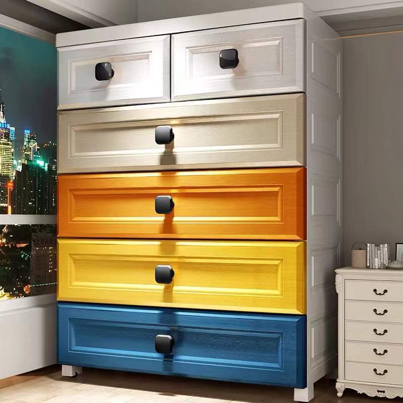 多层抽屉式收纳柜带轮储物柜70宽整理箱盒塑料玩具柜子家用床头柜