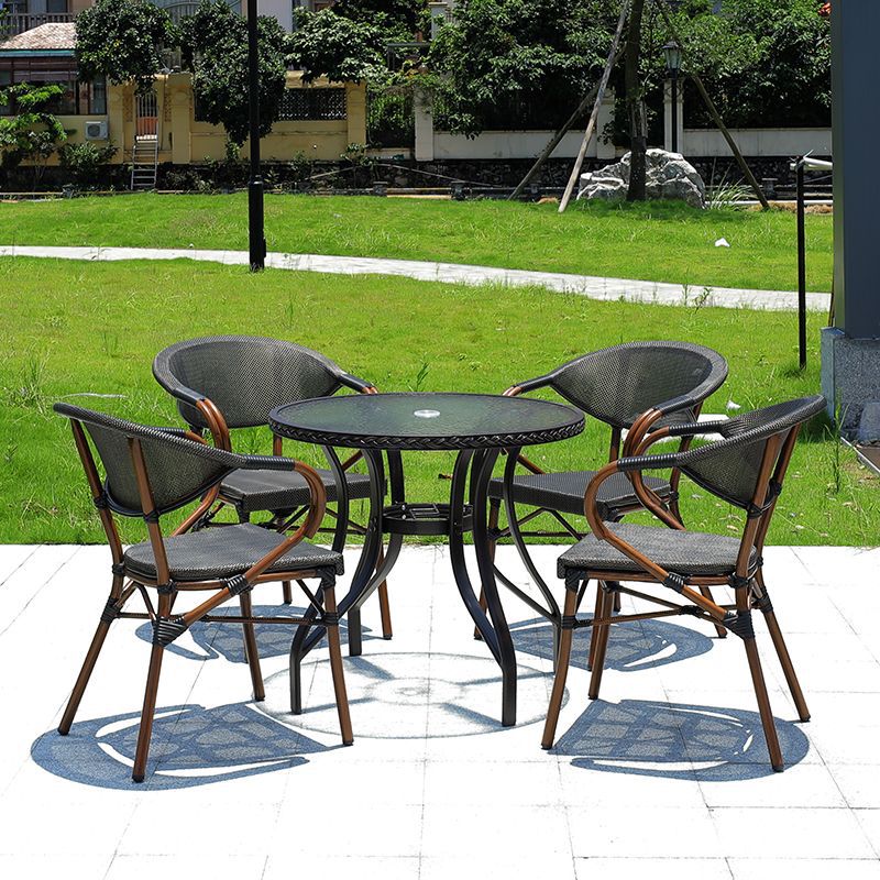 re户外星巴克庭院阳台室外休闲咖啡厅外摆奶茶店酒吧外摆藤桌椅组