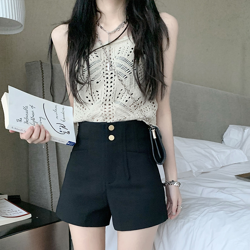 Black Suit Shorts Women's Summer Thin Small Summer Clothes Matching High 2022 New A- line Internet Hot