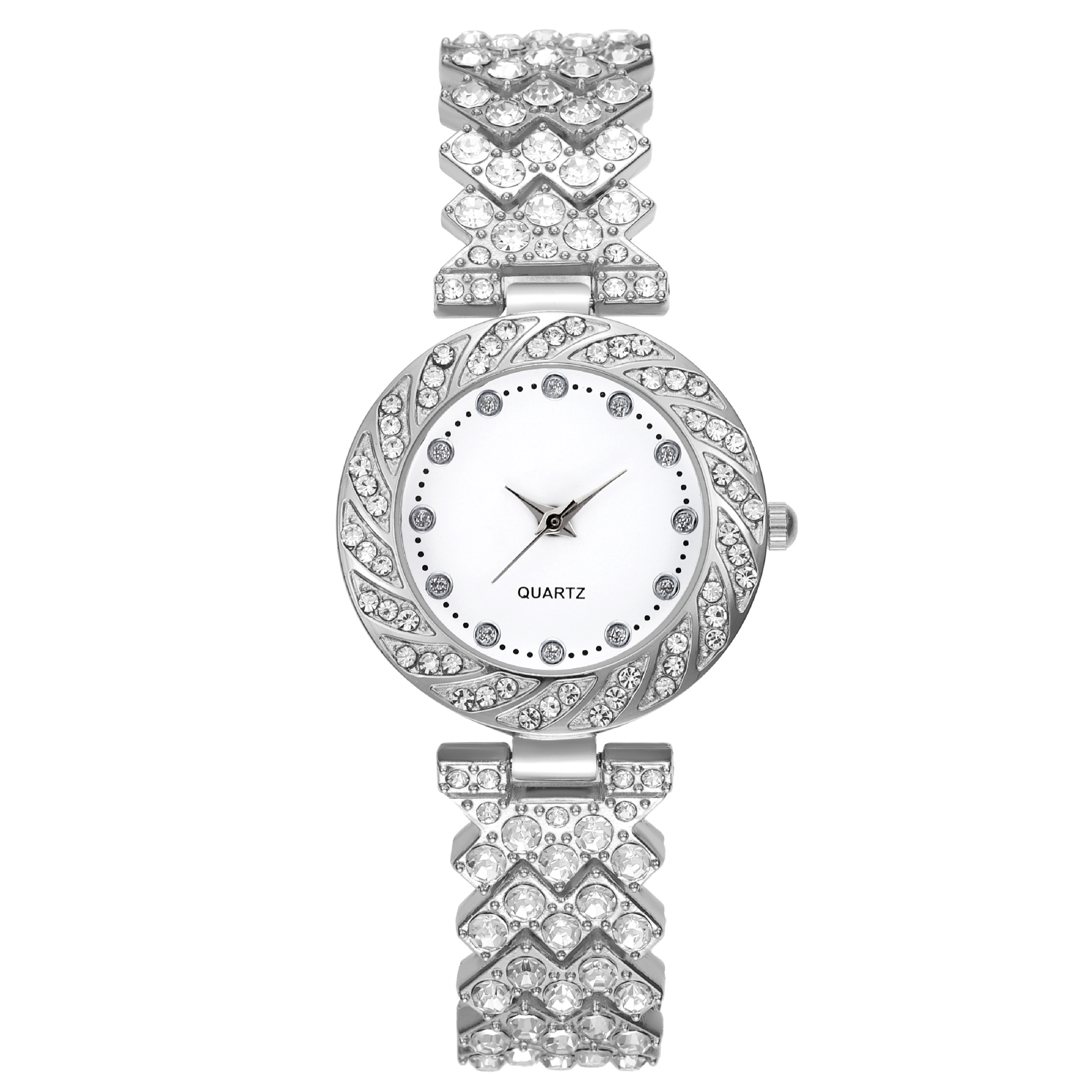 New Cross-Border round Watch Digital Dial Ladies Diamond Quartz Watch Fashion Casual Student Watch Wholesale
