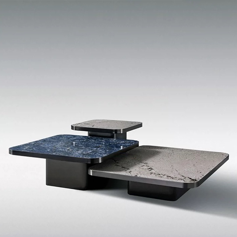 意式轻奢方形茶几组合现代简约岩板茶桌客厅创意家用大小户型茶几