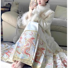 新中式国风套装女小个子gao级感羽绒服外套马面裙两件套民国小洋