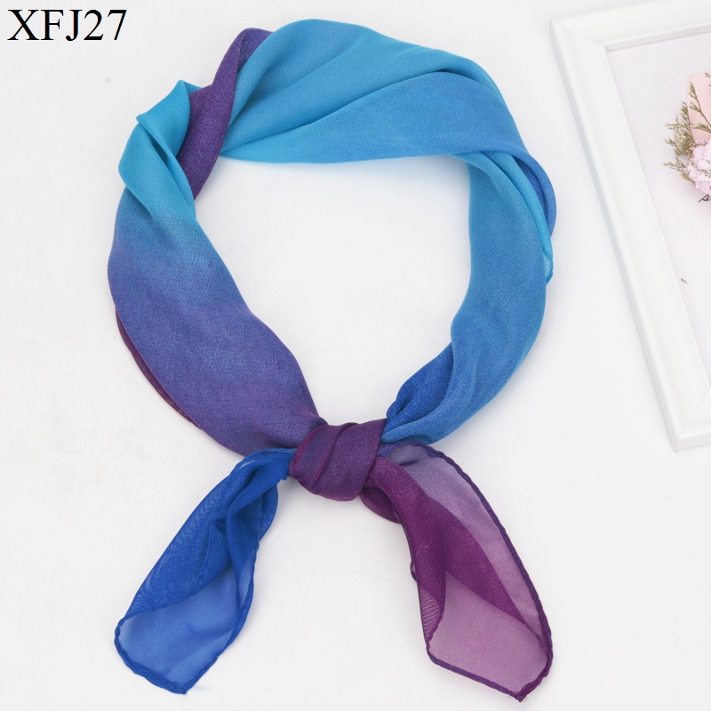 New Fashion Scarf Spring, Summer, Autumn and Winter Gradient Small Square Towel Lightweight Gauze Kerchief Women's Group Dance Scarf