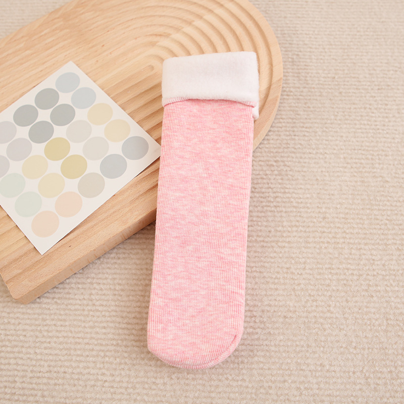 Winter Room Socks Color Cotton Straight Board Snow Socks plus Velvet Warm-Keeping Socks Women's Mid-Calf Length Sock Factory Wholesale Socks for Women