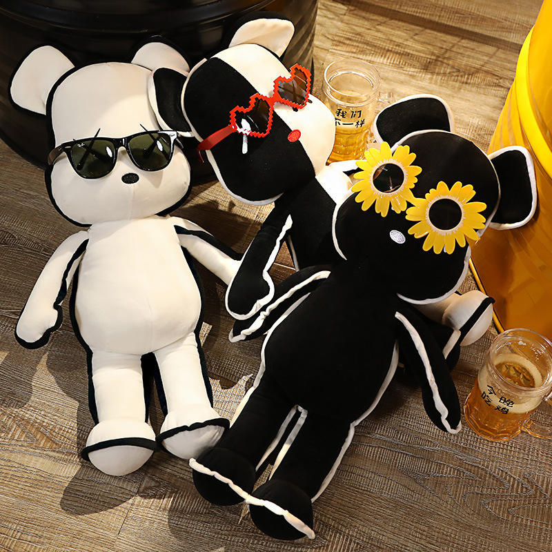 网红黑白暴力熊玩偶潮玩熊毛绒玩具大号沙发摆件抱睡公仔个性生日