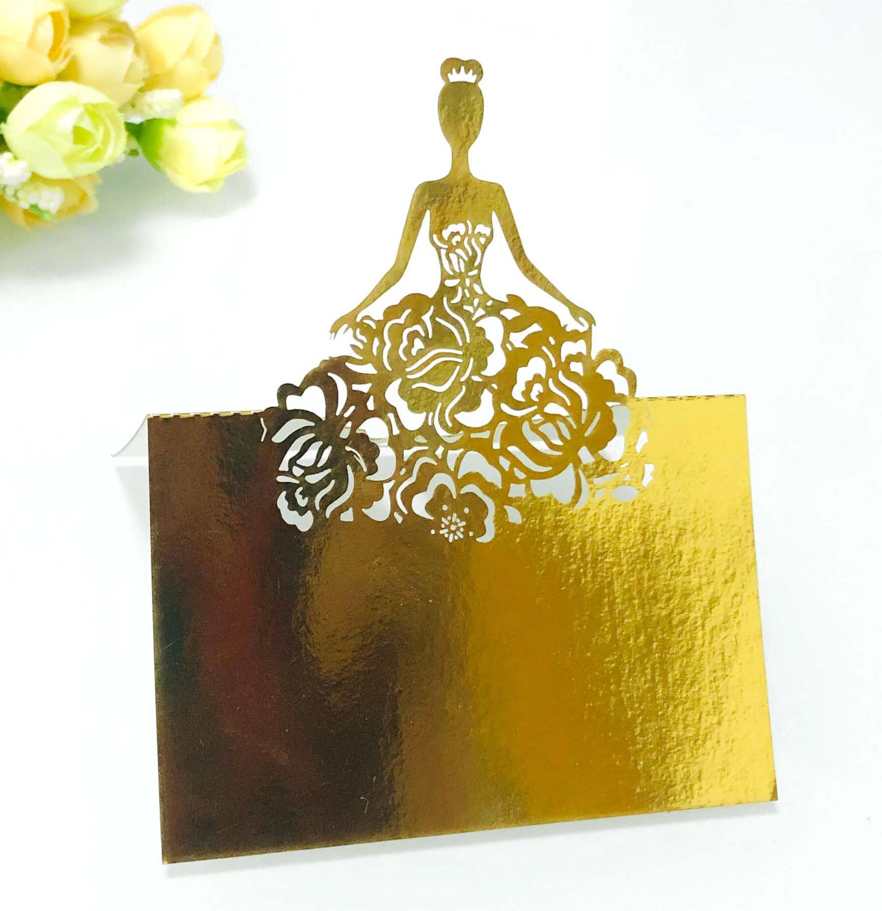 女孩love情人节装饰席位卡 激光镂空纸桌卡 粉色姓名装饰蕾丝卡片