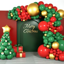 .新款圣诞节气球拱门套装门面装饰商场节日开业气氛布置墨绿色气