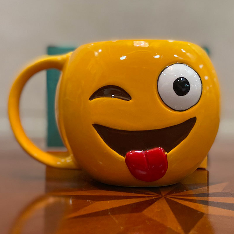 emoji表情手作杯 简约圆款家居咖啡厅彩绘陶瓷个性创意水杯马克杯