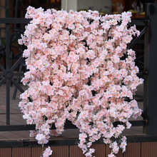 亚马逊仿真樱花藤条室内吊顶装饰藤蔓花条空调管道遮挡缠绕假花藤