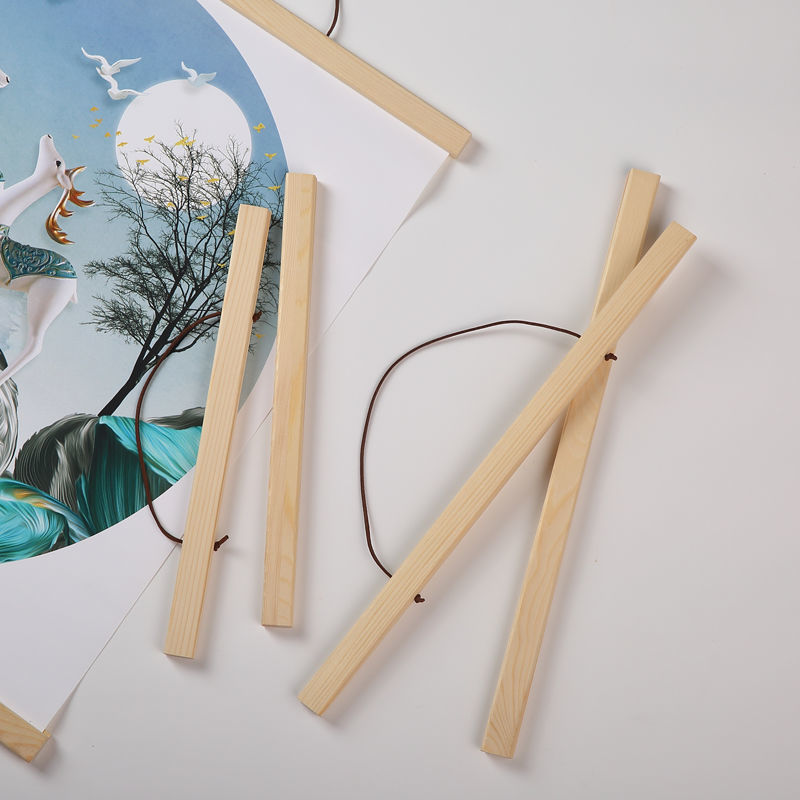 实木磁铁挂画杆照片海报夹挂画夹布木质画芯夹磁性挂轴框卷轴