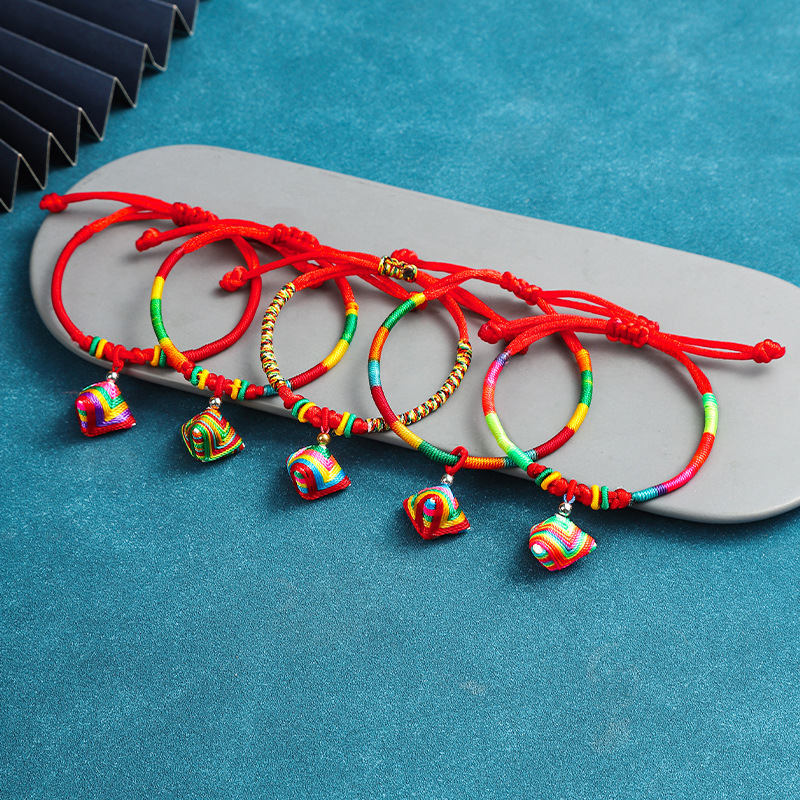 端午节五彩绳手链手工编织小粽子民族风老虎香包儿童成人手绳批发