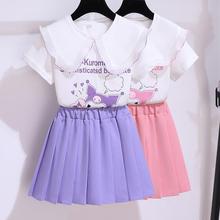 女童JK套装夏季韩版儿童中大童时尚荷叶领上衣短袖百褶裙两件套潮