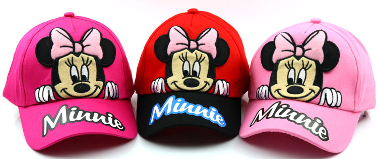 新款女童卡通米妮户外防嗮棒球帽 女童米妮可爱帽子 韩国可爱帽子