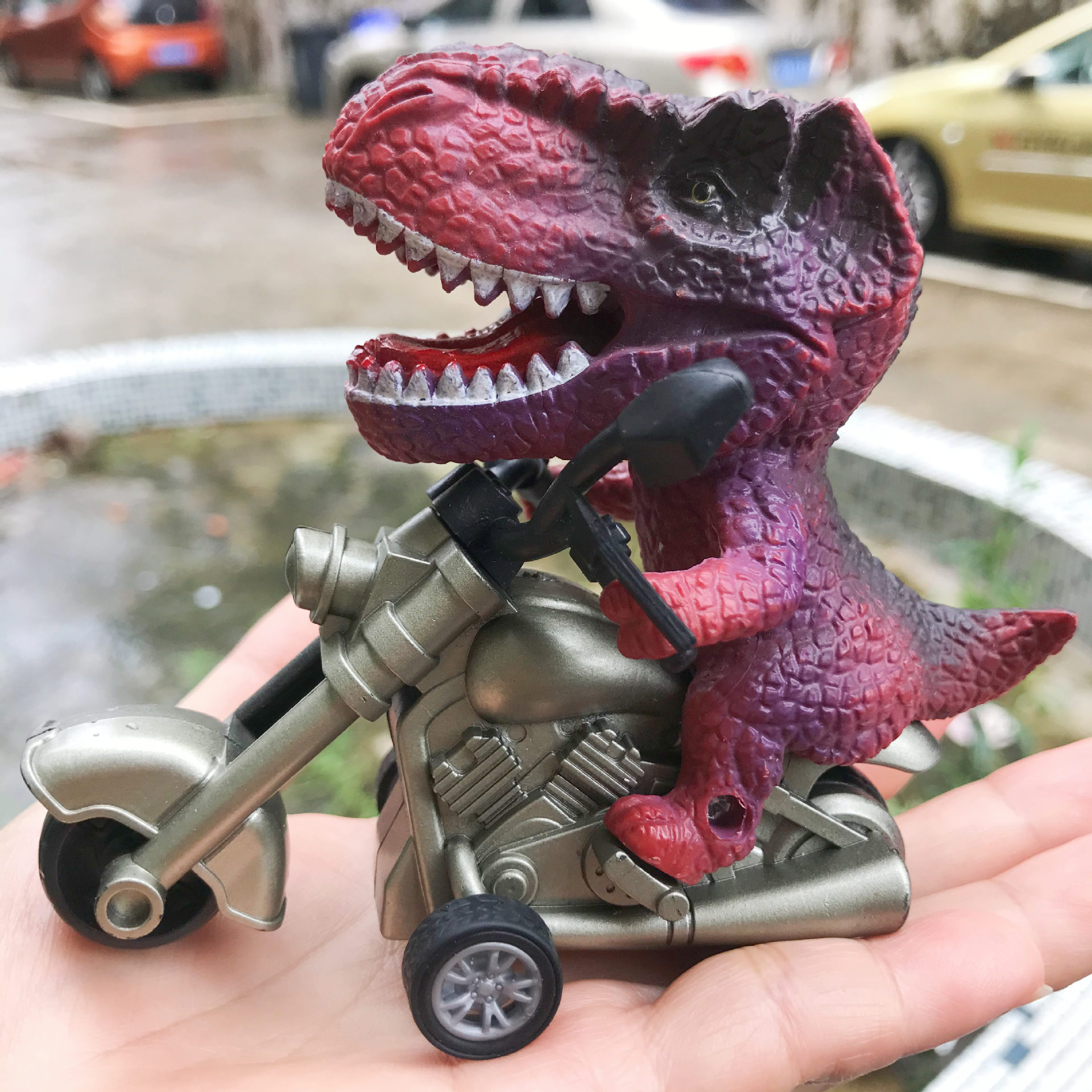 包邮儿童仿真恐龙惯性摩托车玩具套装抖音网红同款男孩玩具车批发