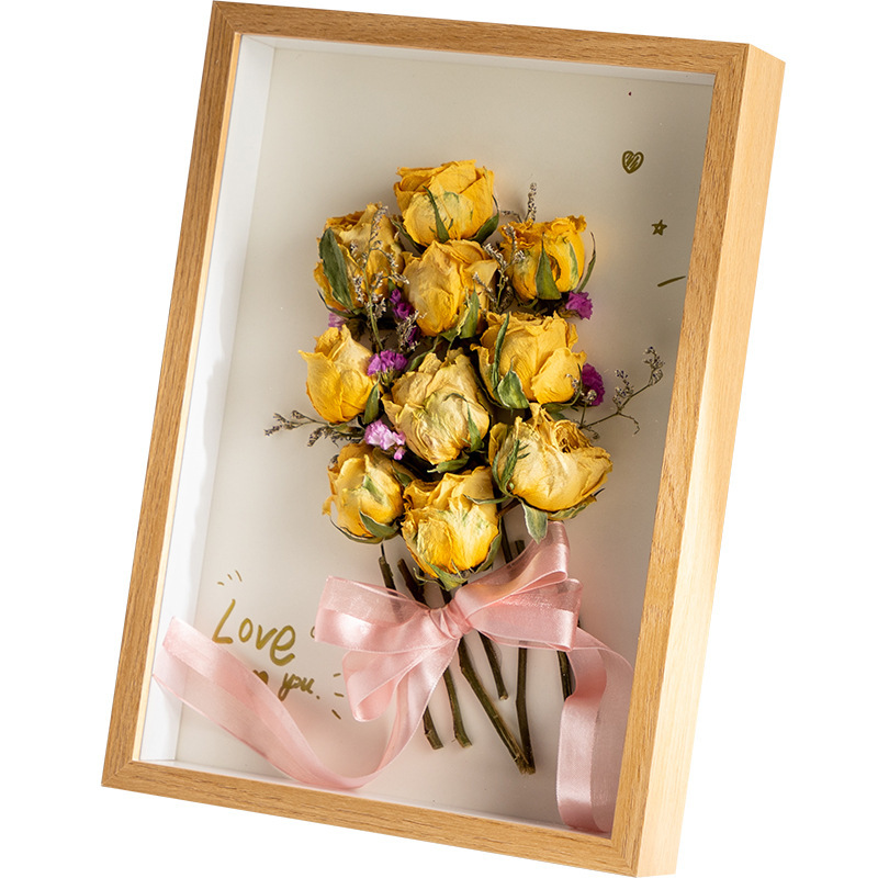 Hollow Three-Dimensional Dried Flower Decoration Photo Frame Wholesale Preserved Fresh Flower DIY Handmade Wooden Hollow 3-5cm Decoration Specimen Box