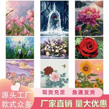 DIY数字高颜值花卉油画  手工填充涂色简约玫瑰向日葵郁金香30*40