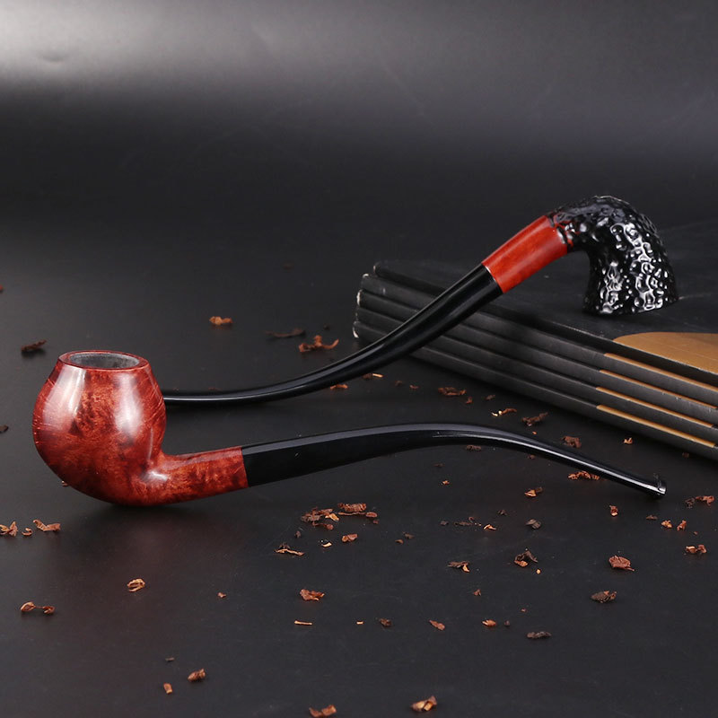 福腾烟具厂家现货石楠木长杆阅读烟斗 手工实木长嘴过滤烟斗