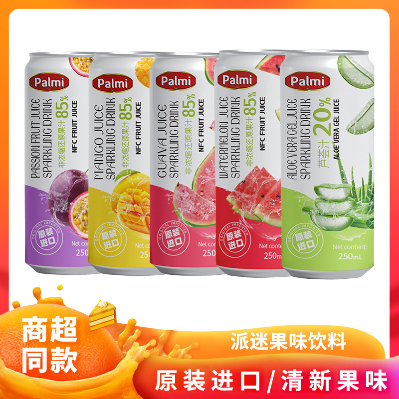 派迷饮料气泡水果口味饮品芒果百香果石榴汁网红果汁250ml批发